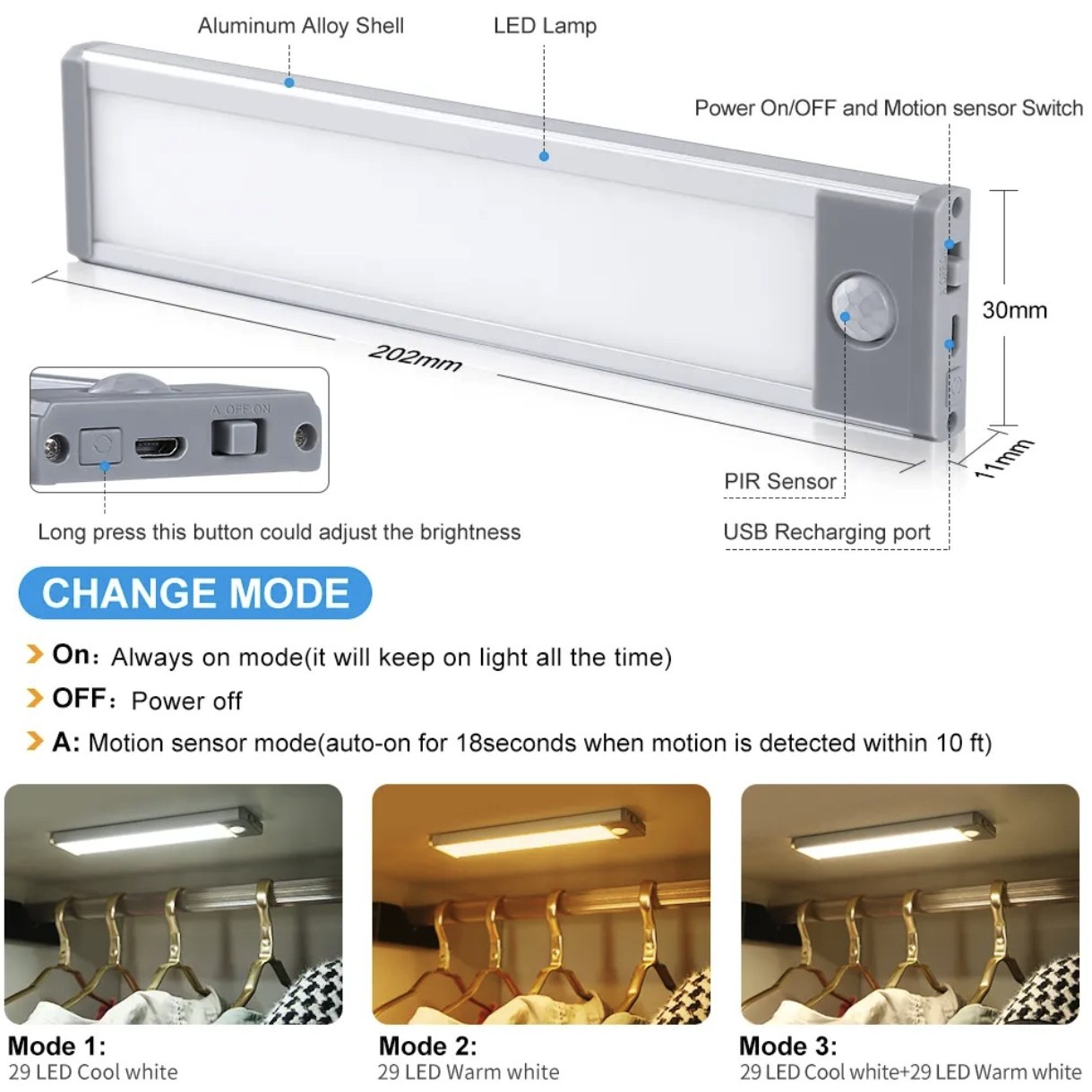 30-LED Motion Sensor Cabinet Light 4