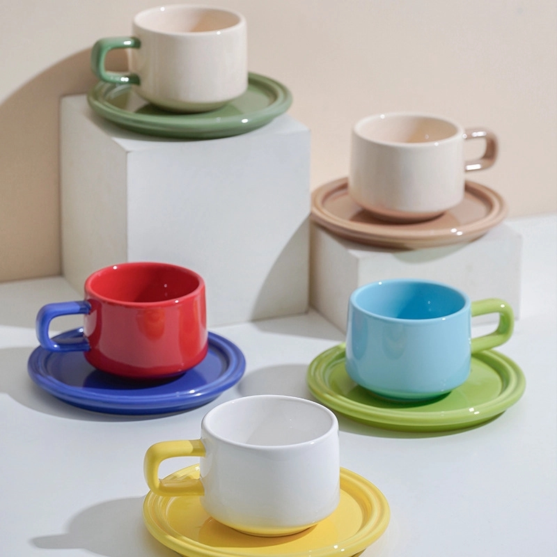 Custom 8.4 OZ. Ceramic Tea Cup Coffee Mug with Saucer Set 15