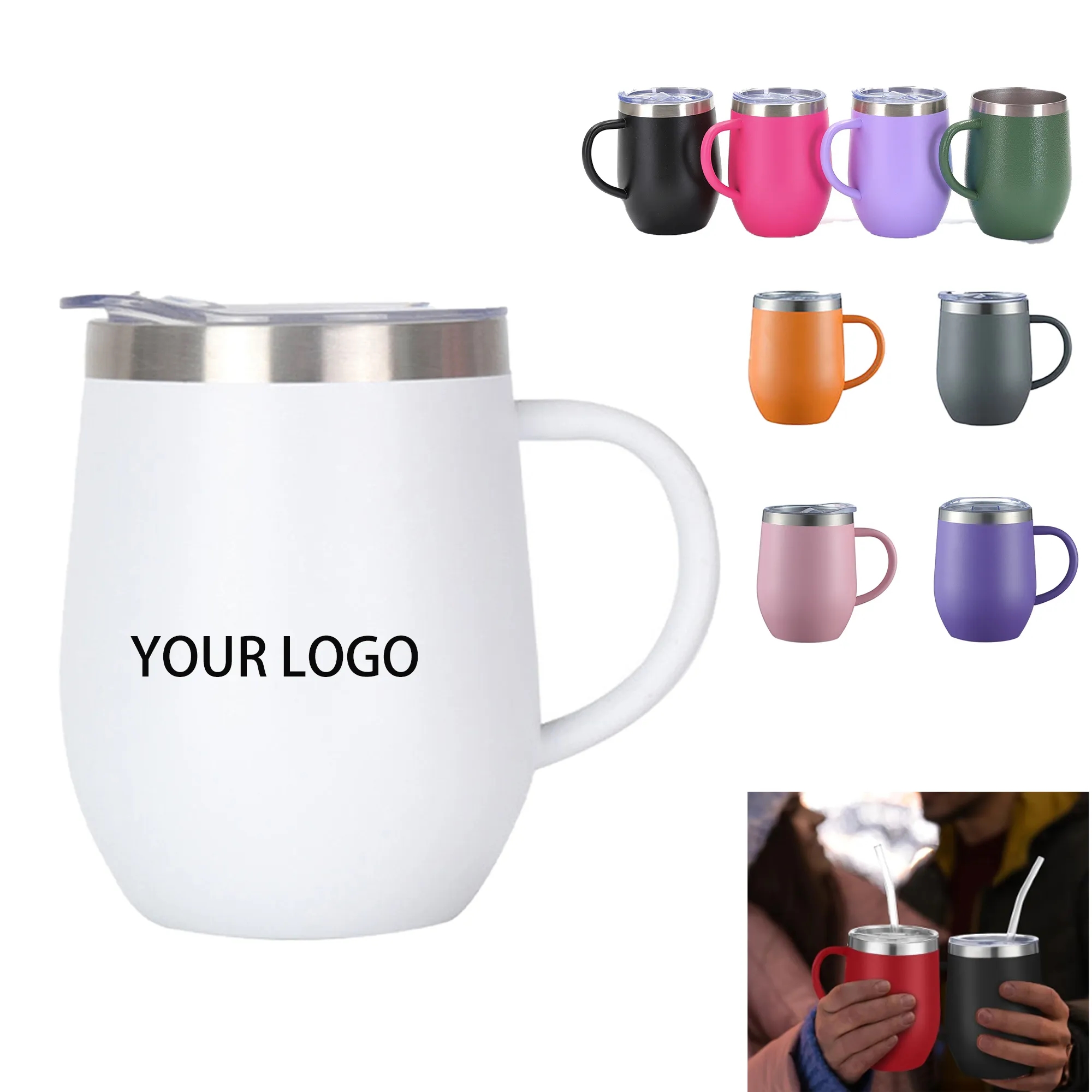 12oz Stainless Steel Coffee Mug With Handle 2