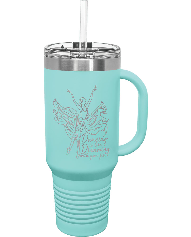 40 Oz. Teal Tumbler Mug w/Handle and Snap Lid 1