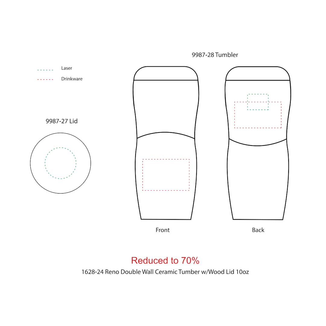 Reno Double Wall Ceramic Tumbler w/Wood Lid 10oz 19