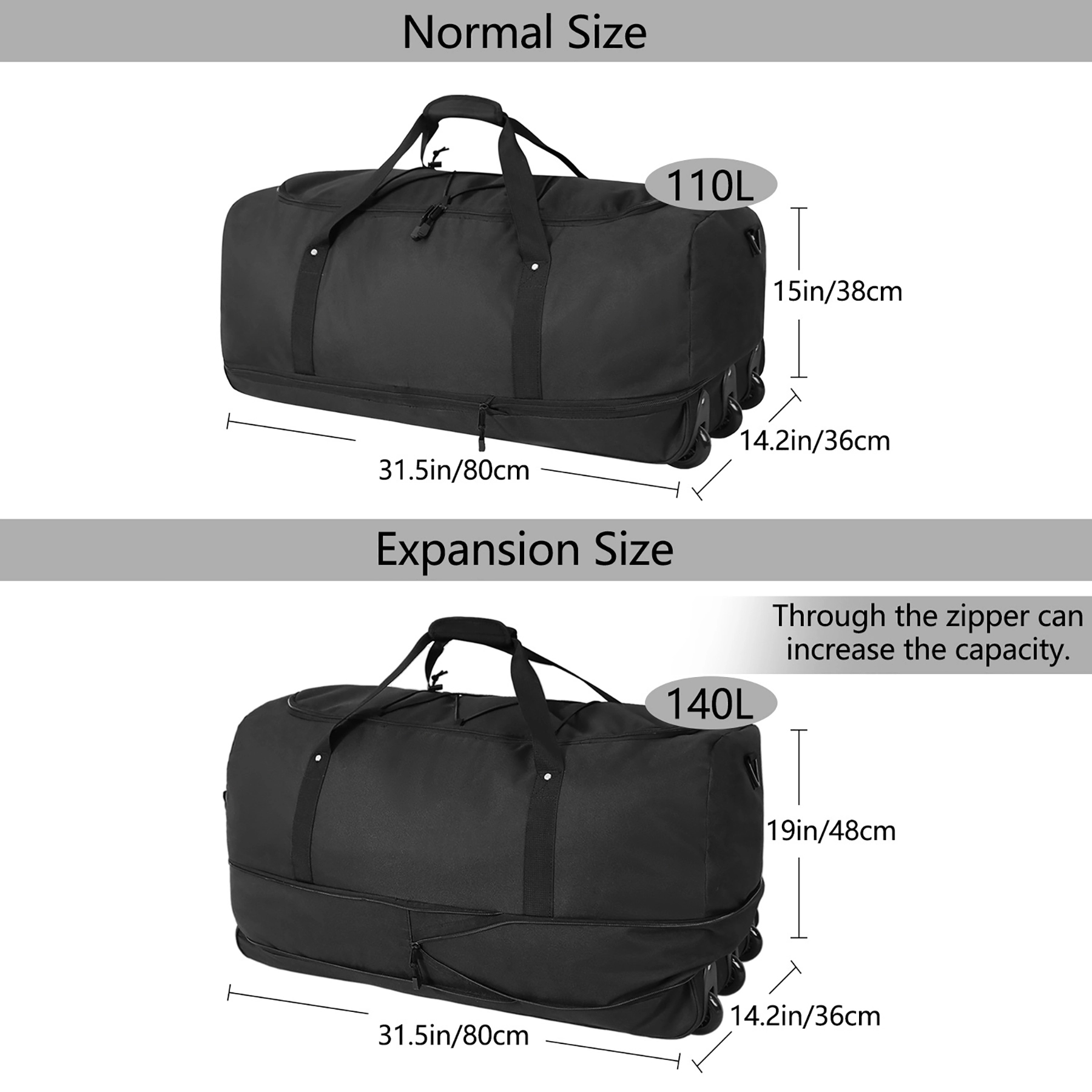 Durable Rolling Duffel Bag Backpack 6