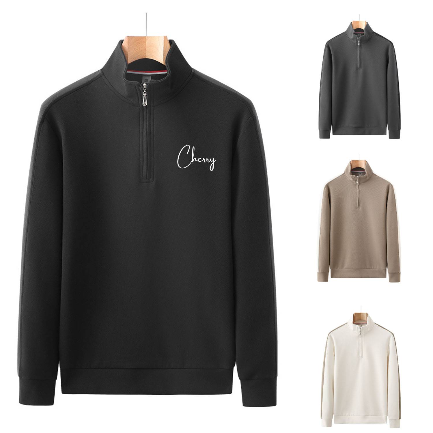 Half zip stand collar sweatshirt, custom hoodie or sweatshirt with logo imprint 1