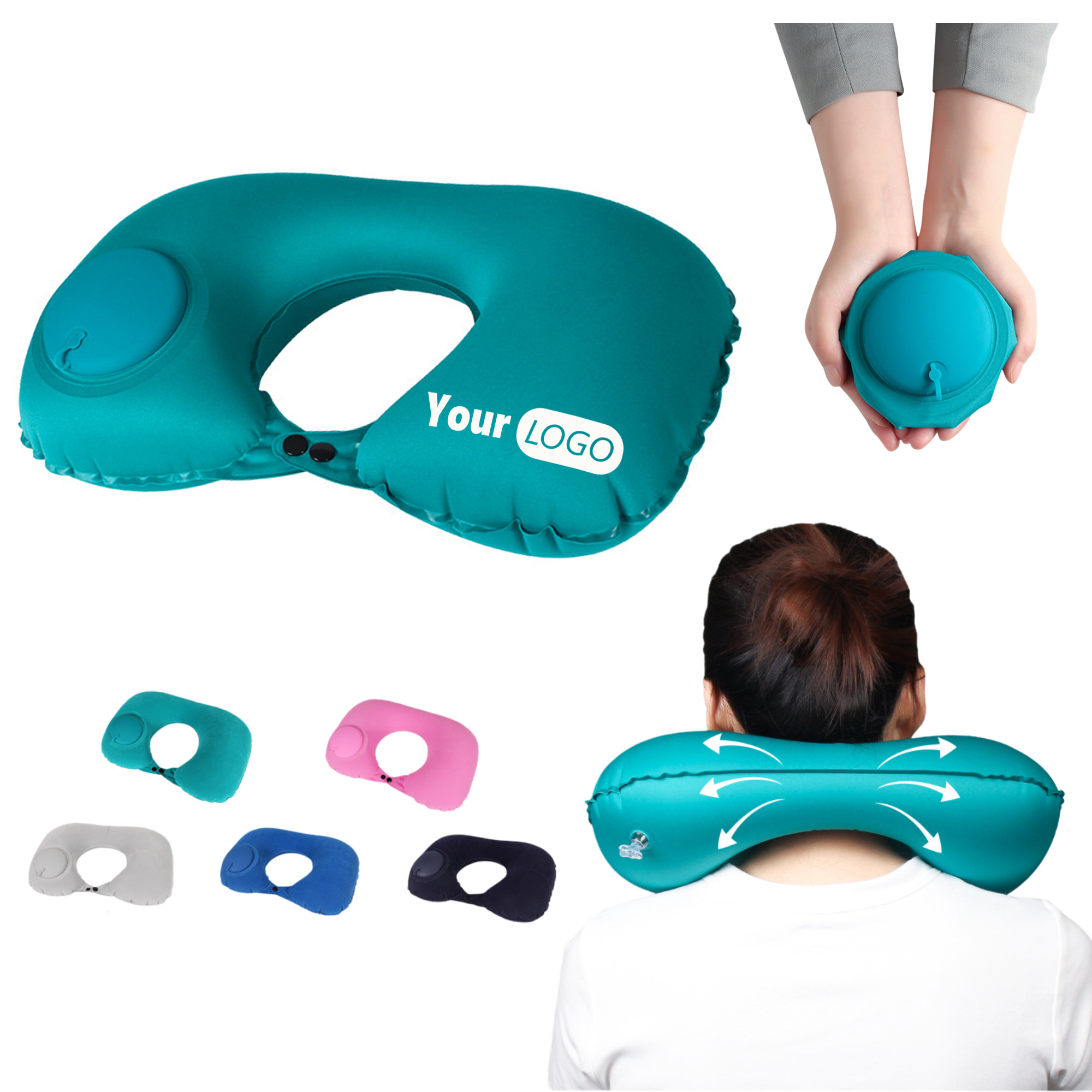 Inflatable Travel Portable U-Shaped Pillow Neck Protection 2