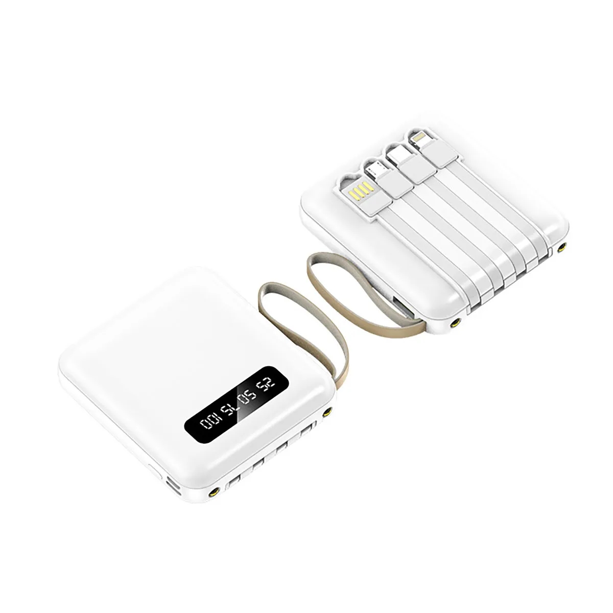 Portable LED Display Power Bank Charger Battery with Cables 2
