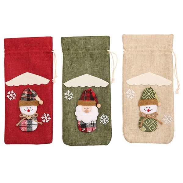 Christmas Snowman Santa Wine Bottle Cover Bag 2