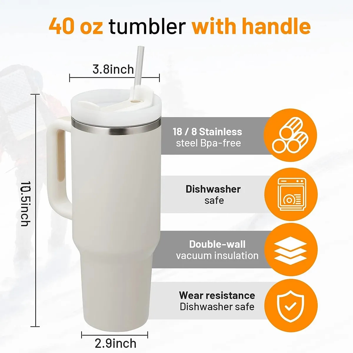 Fashion Classic 40 Oz Tumbler with Lid and Straw 2