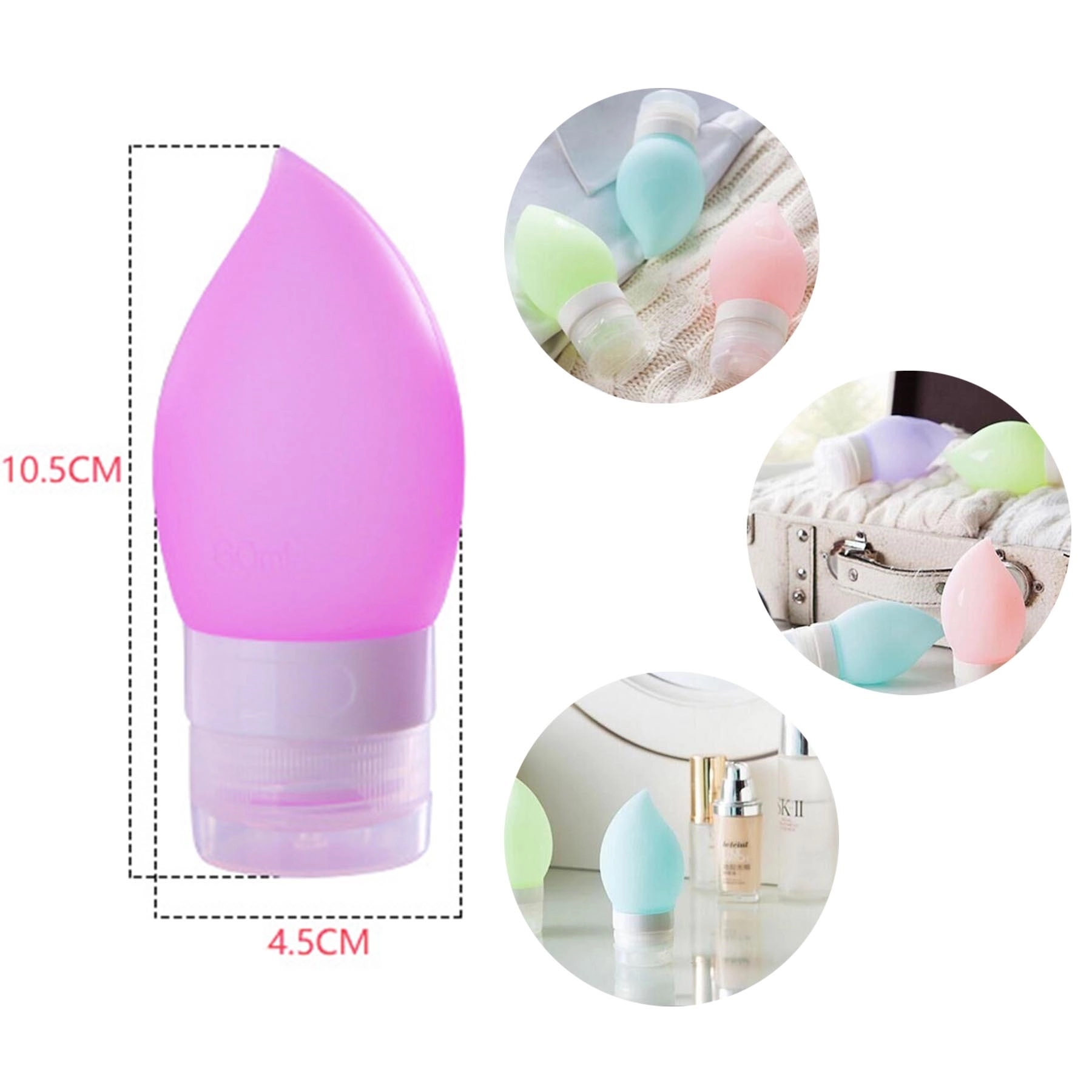 2 OZ Silicone Travel Squeeze Cosmetic Bottles 2