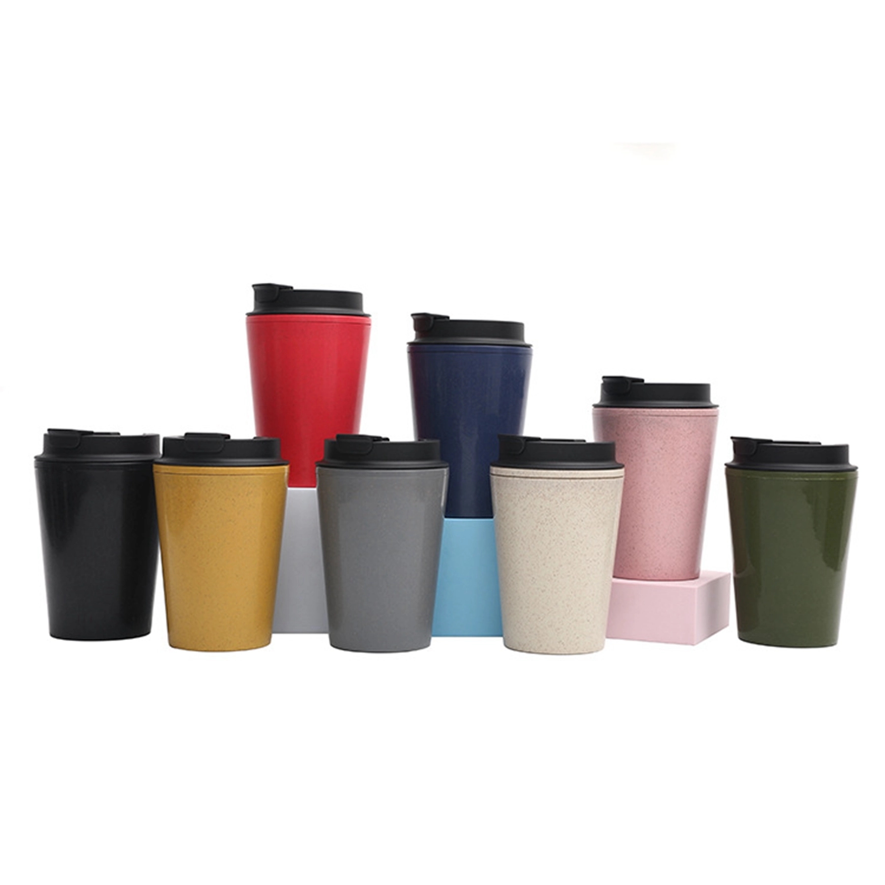 12 Oz. Double Wall Wheat Straw Coffee Cup with Lid 17