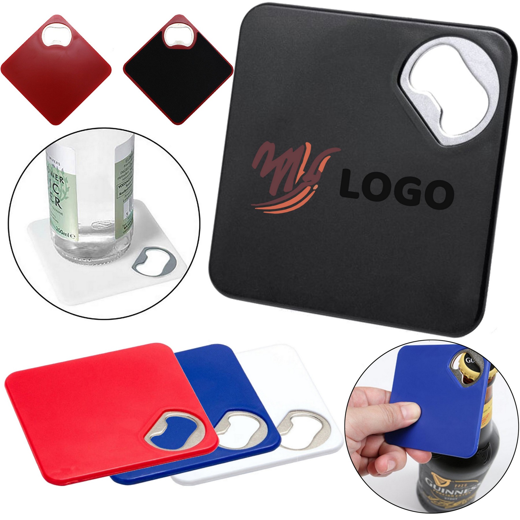 Square Bottle Opener Coaster