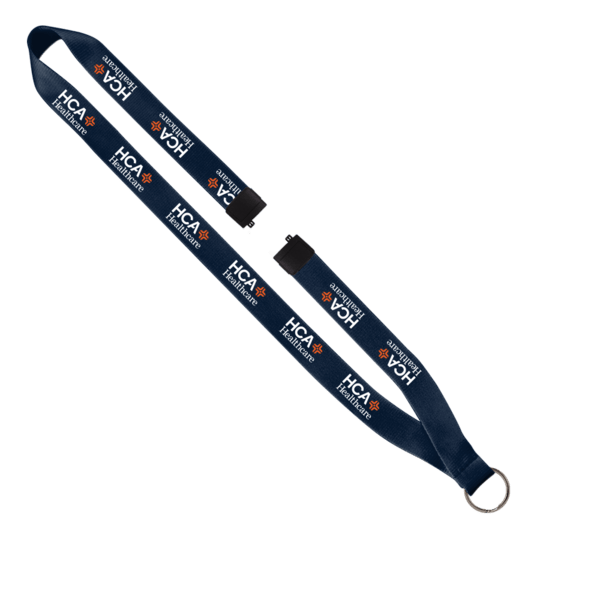 3/4" Polyester Lanyard with Sewn Silver Metal Split-Ring 125