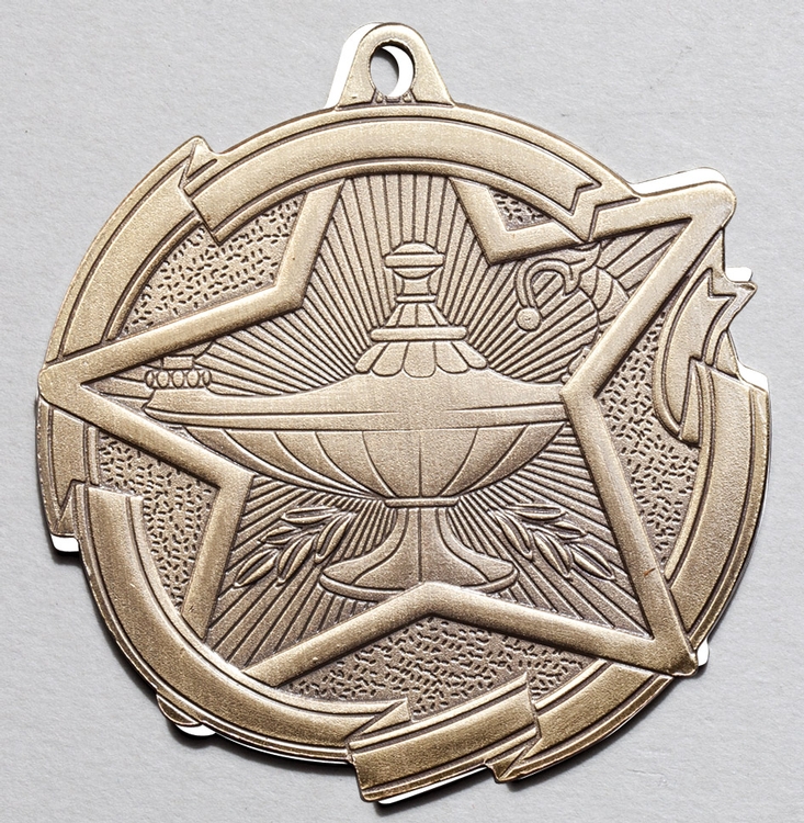 Lamp of Knowledge Star Medal 2-3/8" 2