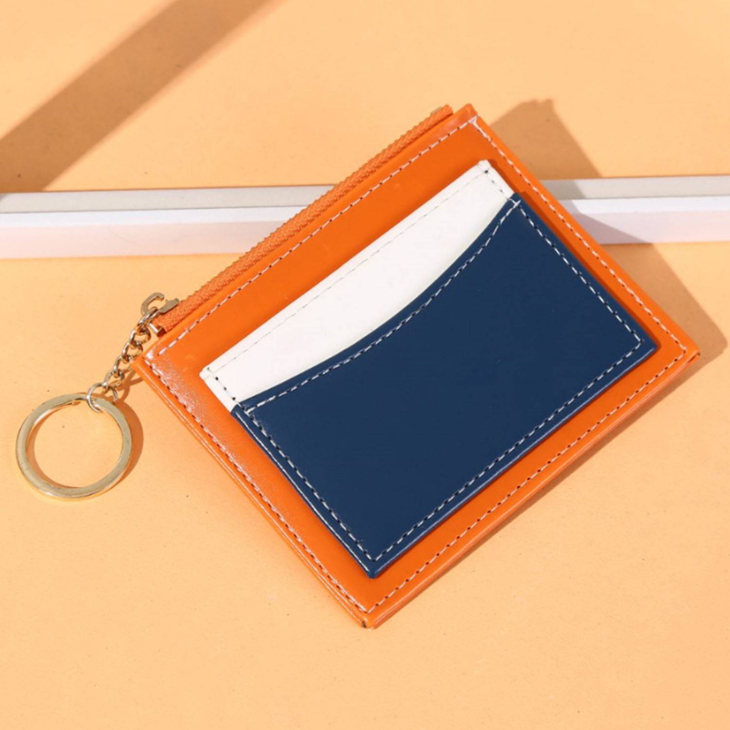 PU leather wallet card holder with keychain 1