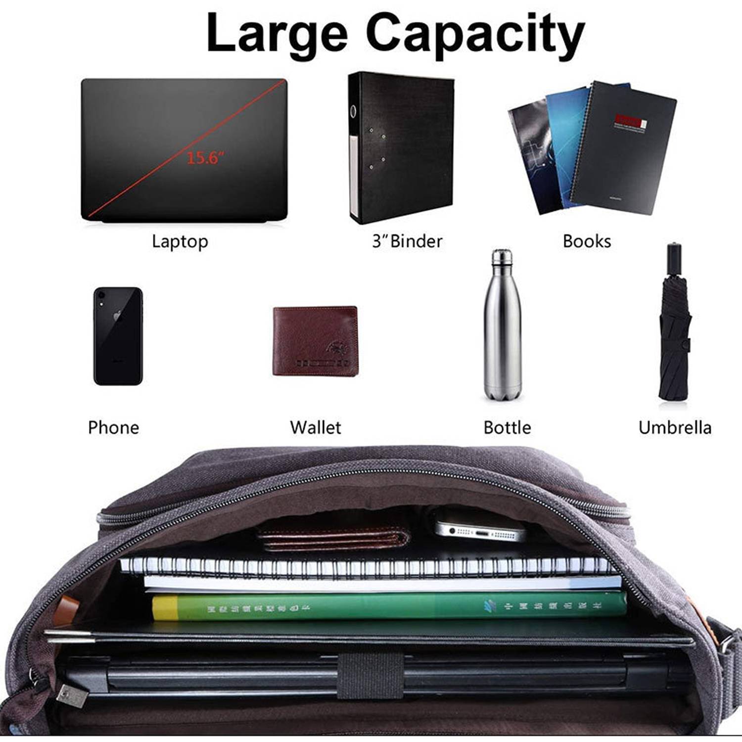 15 Inch Waterproof Crossbody Flap Laptop Bag 4