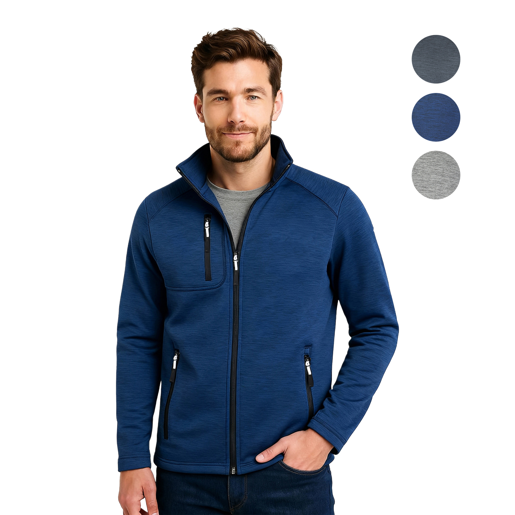 Men's Full-Zip Sweater Fleece Jacket with Chest Pocket 6