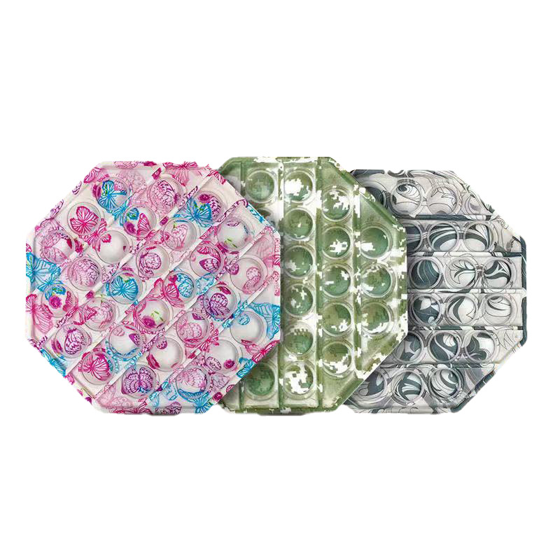 White Octagon Anti-Anxiety Bubble Fidget Toy w/UV Imprint 3