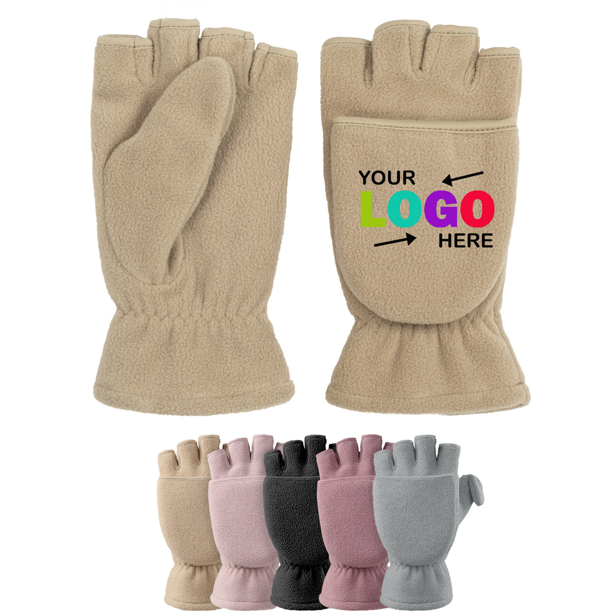 Fleece Thickened Flip-Top Fingerless Winter Warm Gloves 2