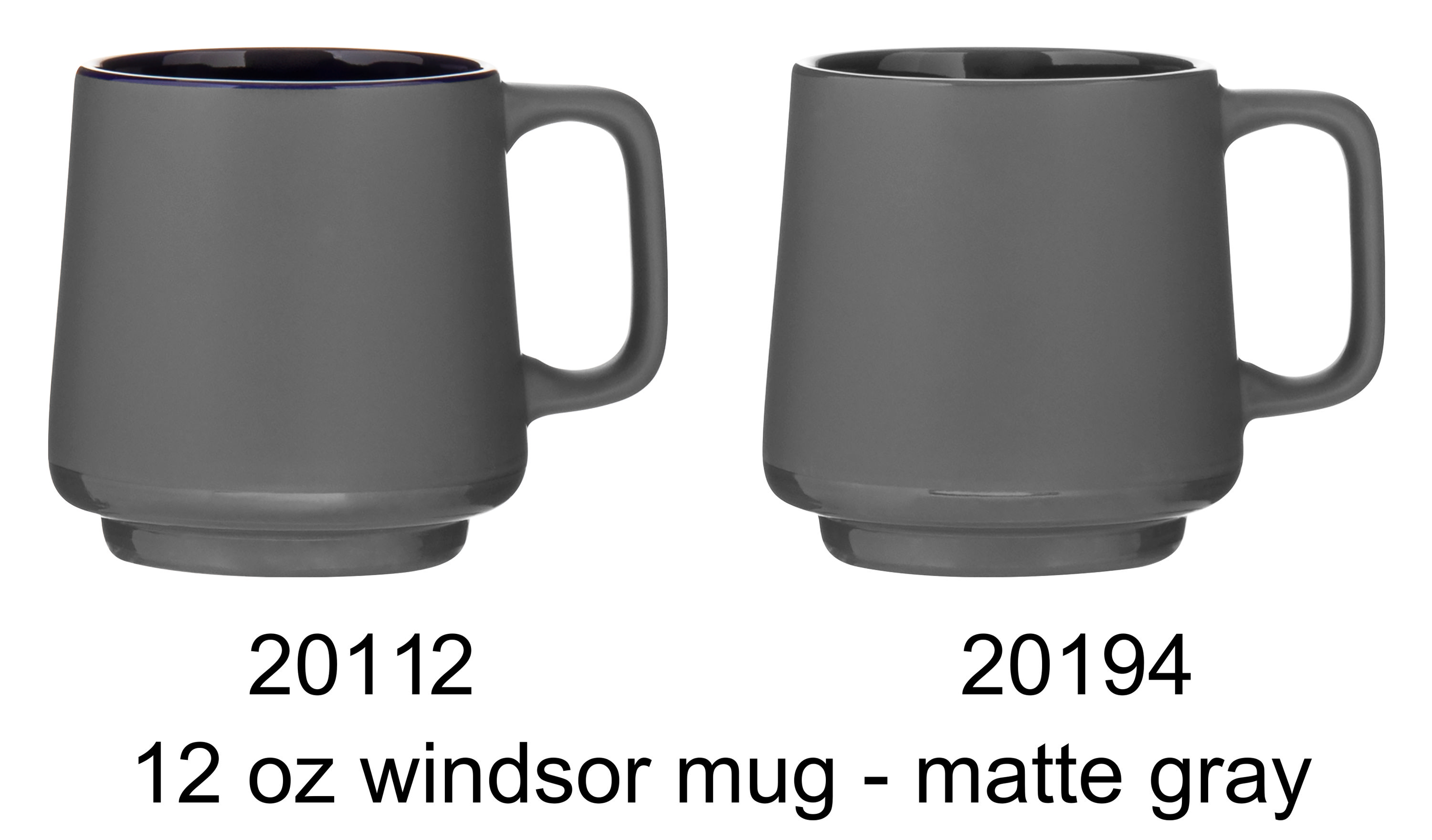 12 oz windsor mug - matte gray