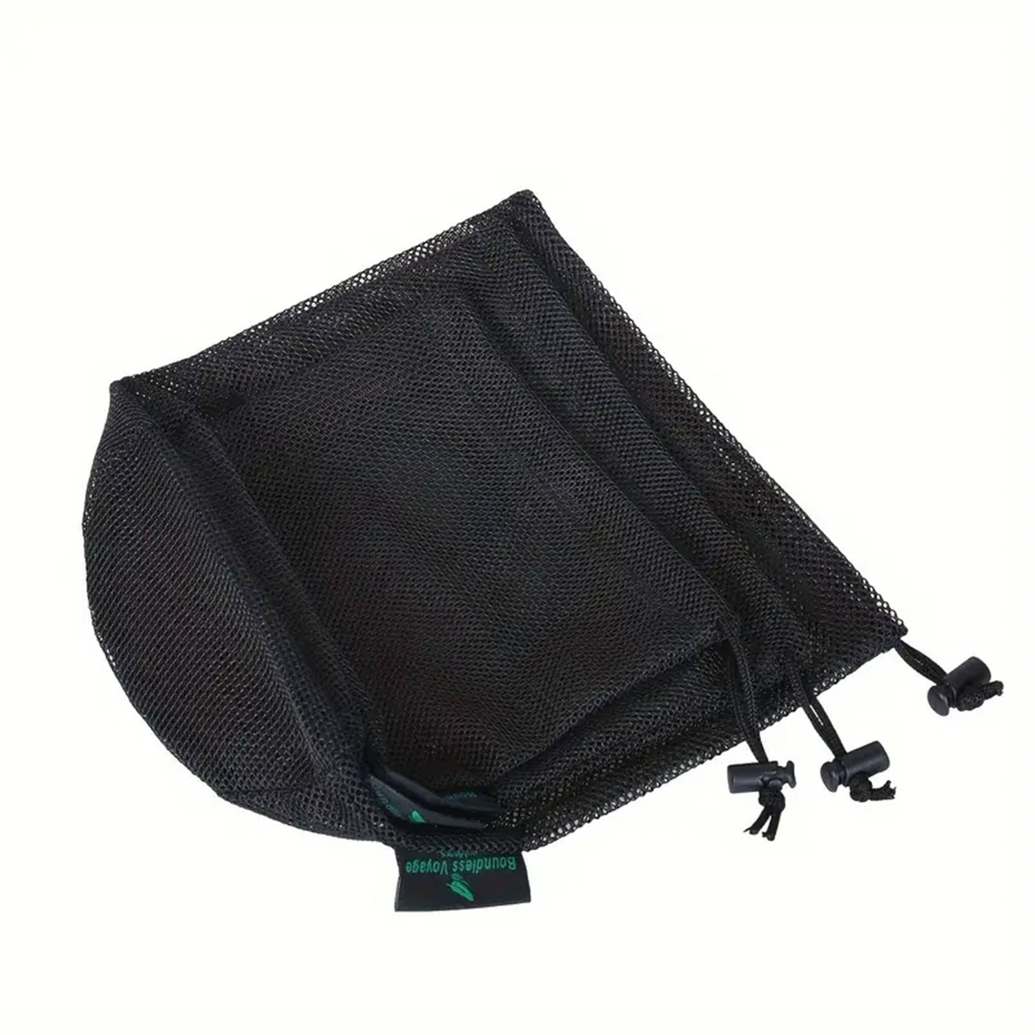 Large-capacity black nylon mesh drawstring storage bag 1