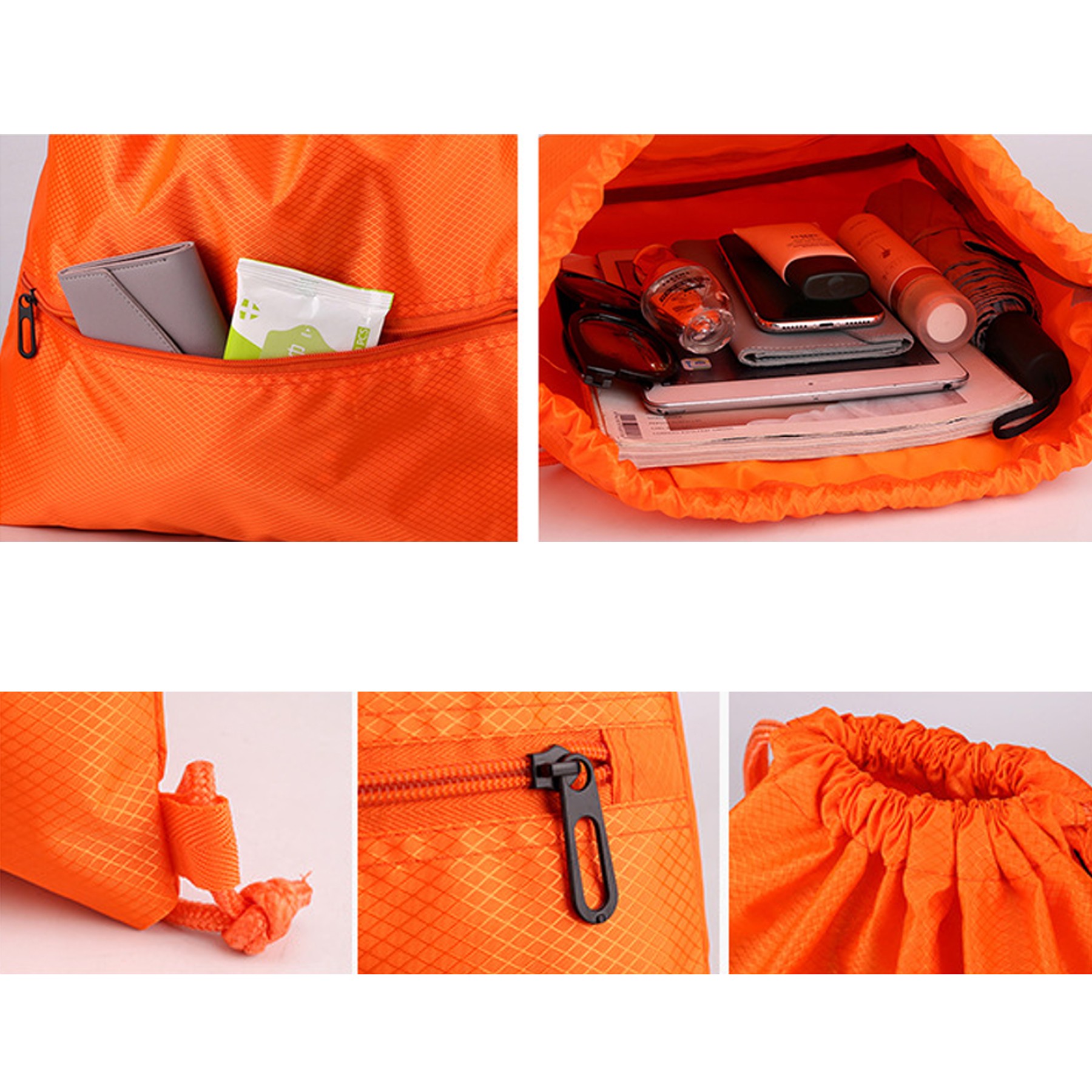 Drawstring Backpack with Front Zipper Pocket 1