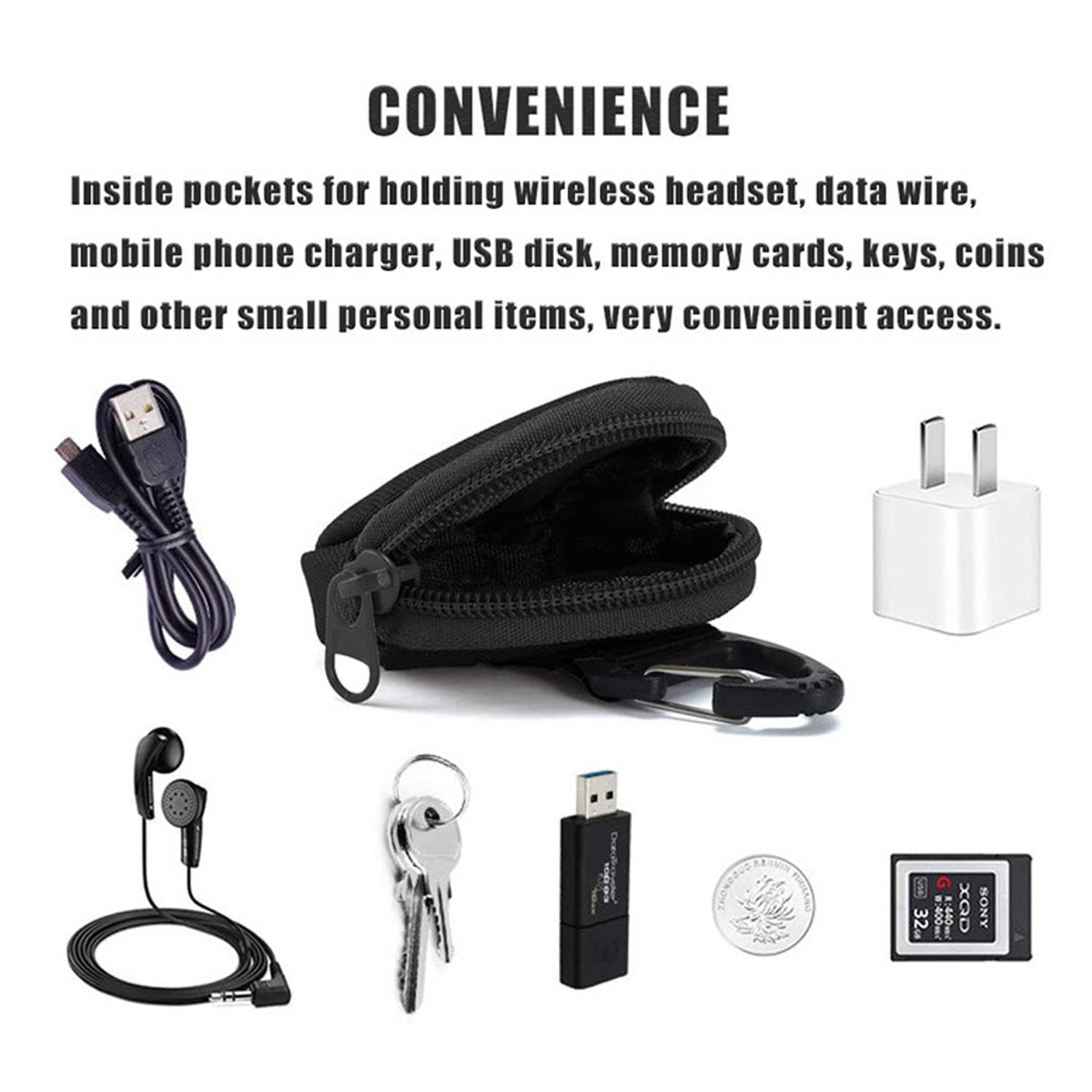 Nylon Tactical Bag Small Coin Purse Keychain 2