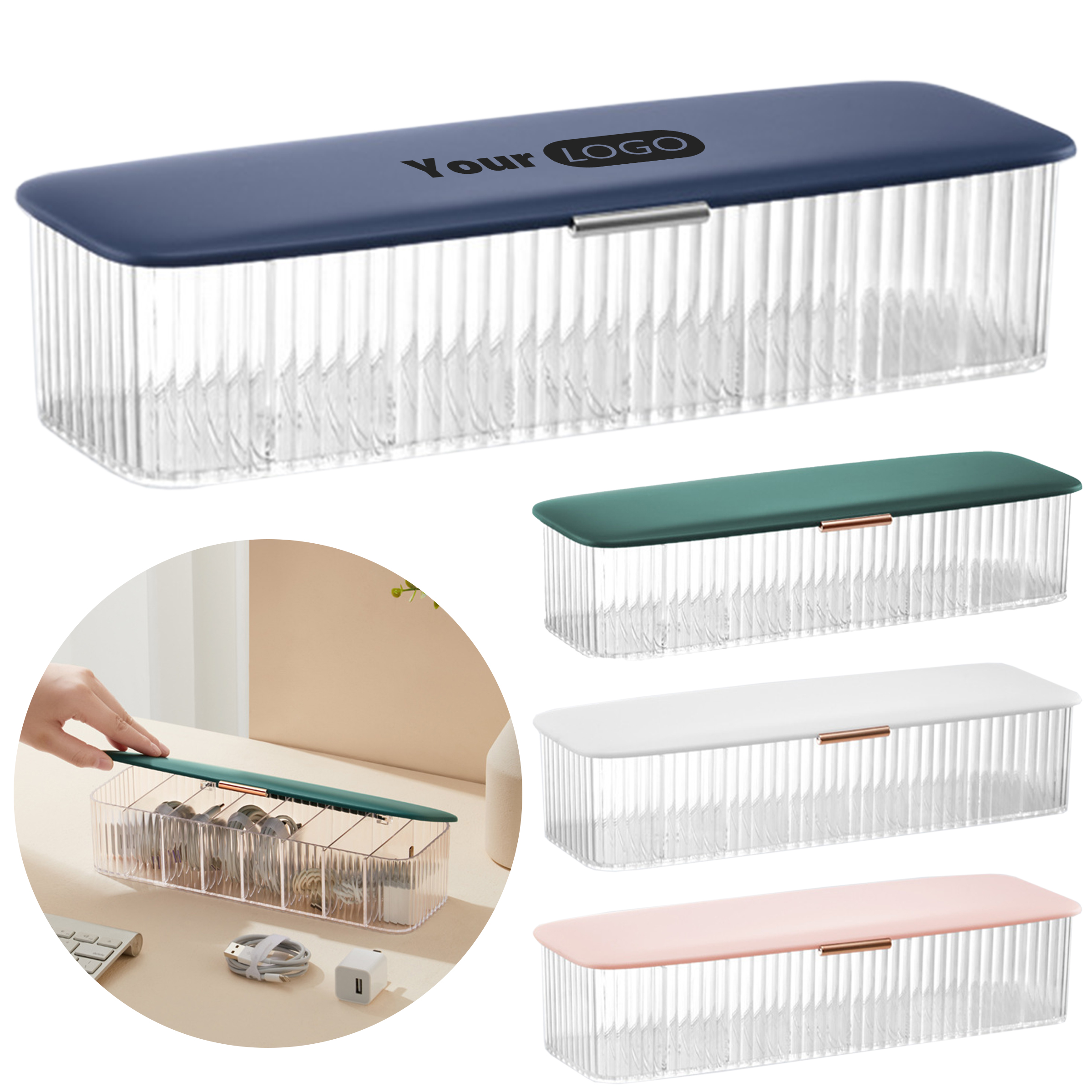 Abs Transparent Tape Covered Eight Compartment Storage Box 5
