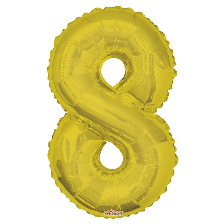 Mylar Number 8 Balloons - Gold 34" 2