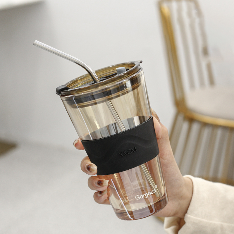 2 in 1 Heat Resistant Glass w/ Stainless Steel Straw 4