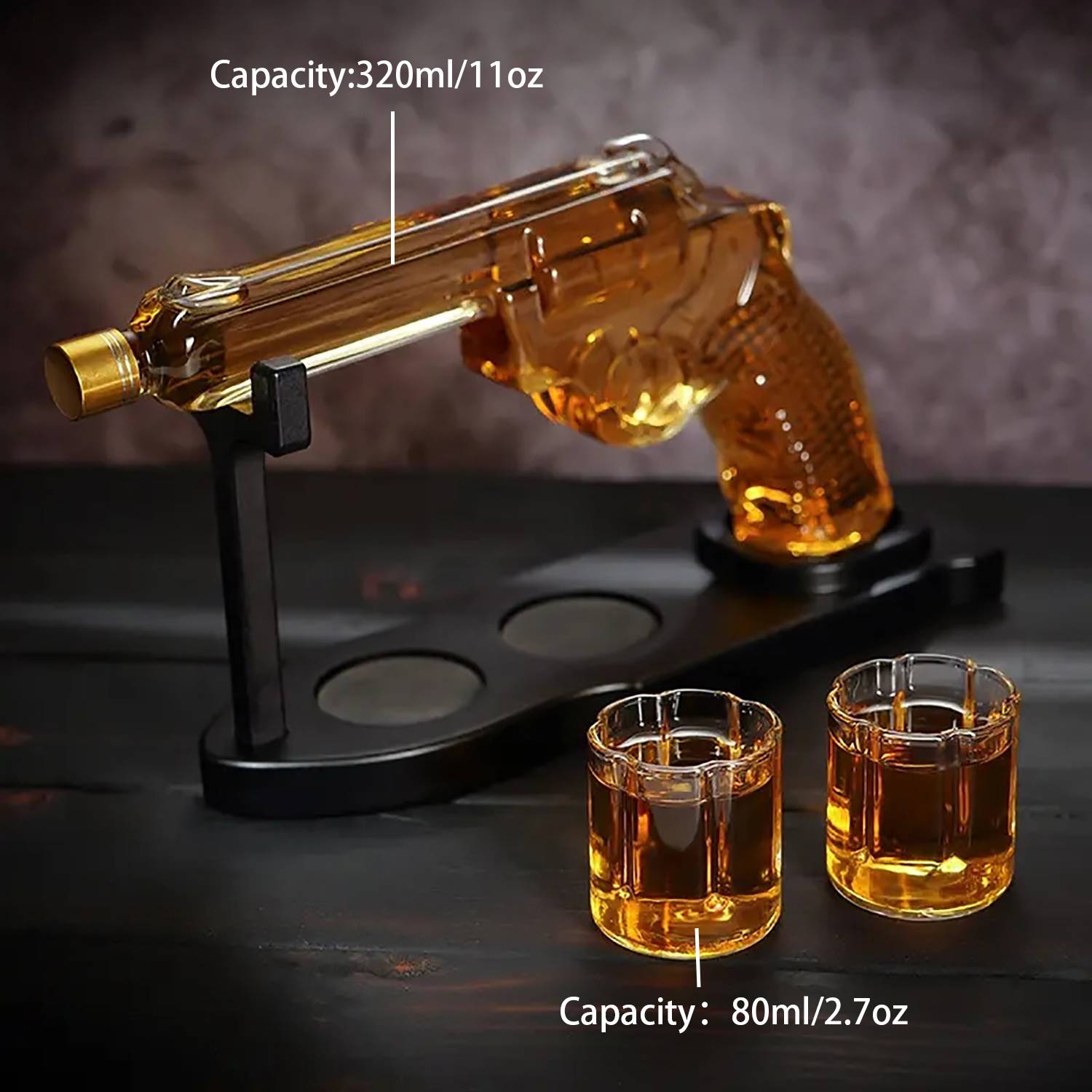 11oz Gun Whiskey Decanter Set w/ Shot Glass 3
