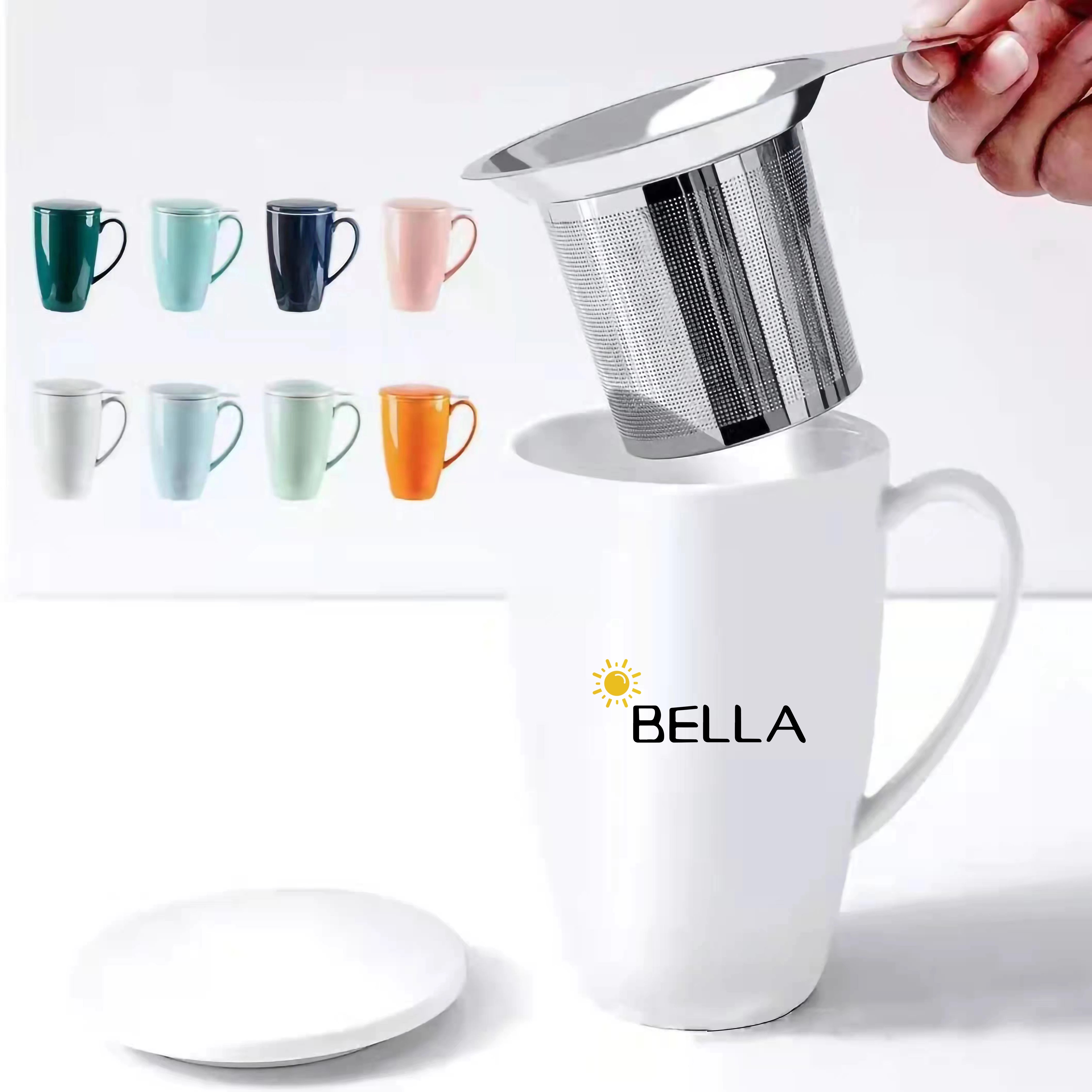 Porcelain Tea Mug with Infuser and Lid 1