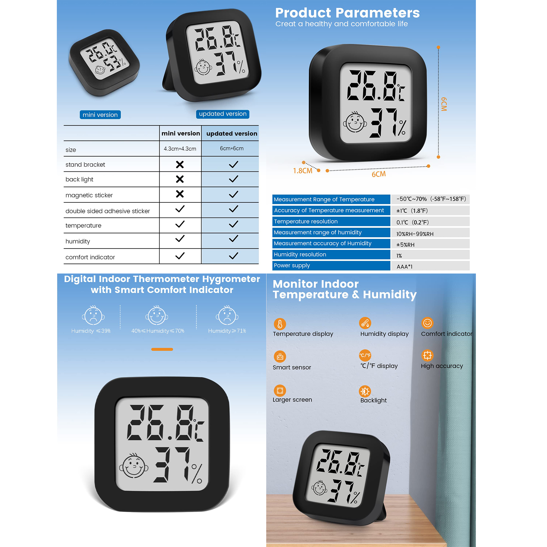 Digital Hygrometer Indoor Thermometer 2