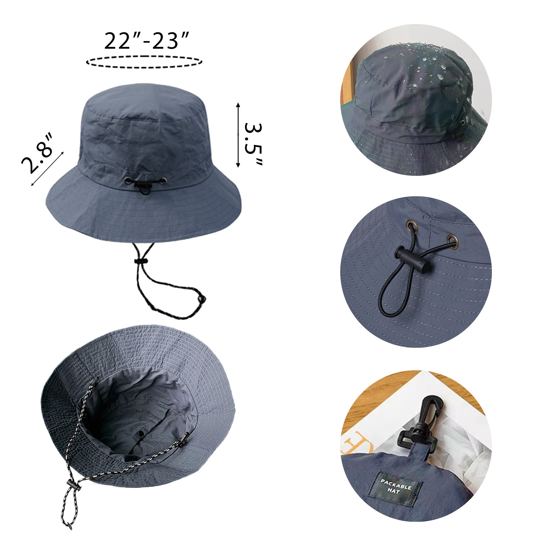 Foldable Bucket Hat w/ Drawcord 2