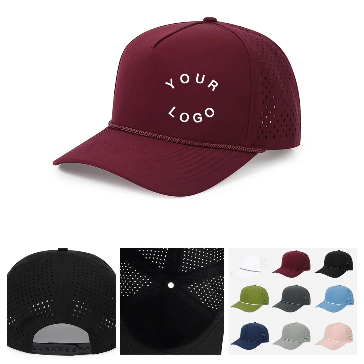 Curved Visor Cotton Cap With Rope Detail 6