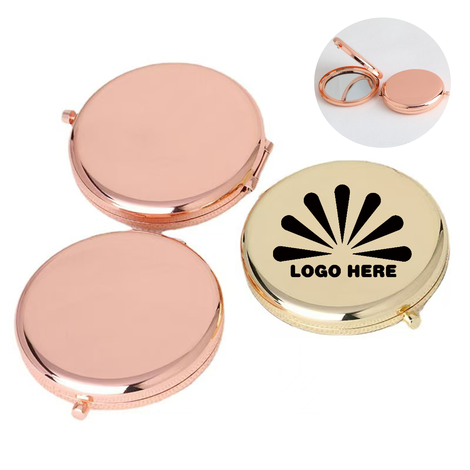 Metal Foldable Portable Makeup Mirror With Customized Logo 1