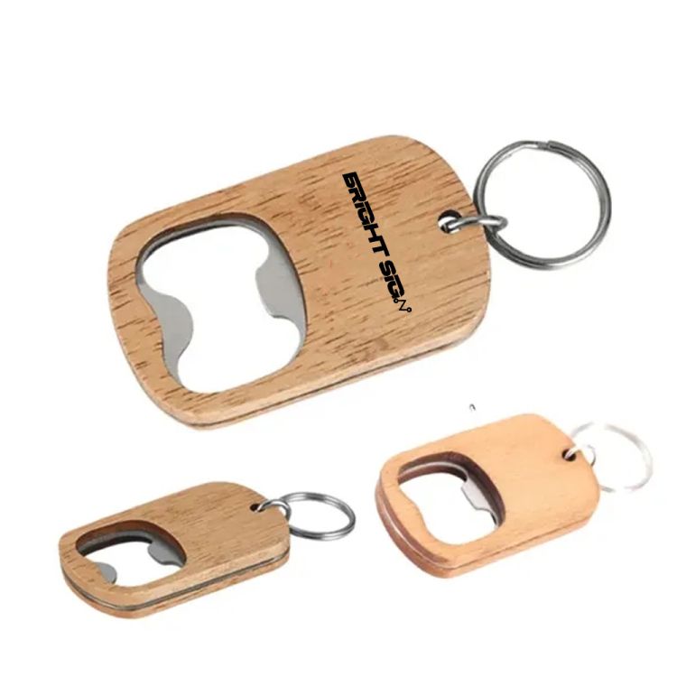 Portable Wooden-Handled Beer Bottle Opener Keychain 1