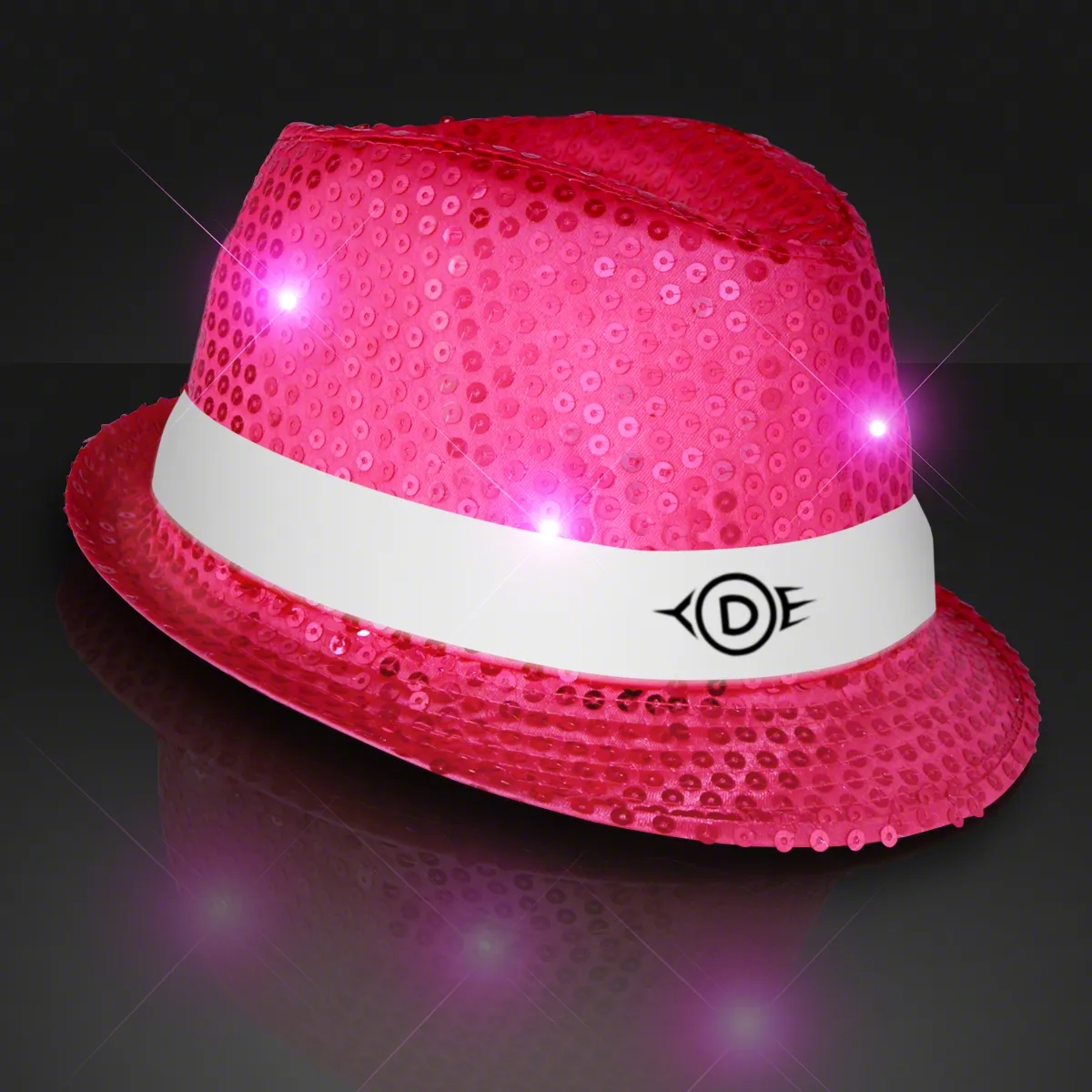 Shiny Single Colored Fedora Hats with Flashing Lights 1