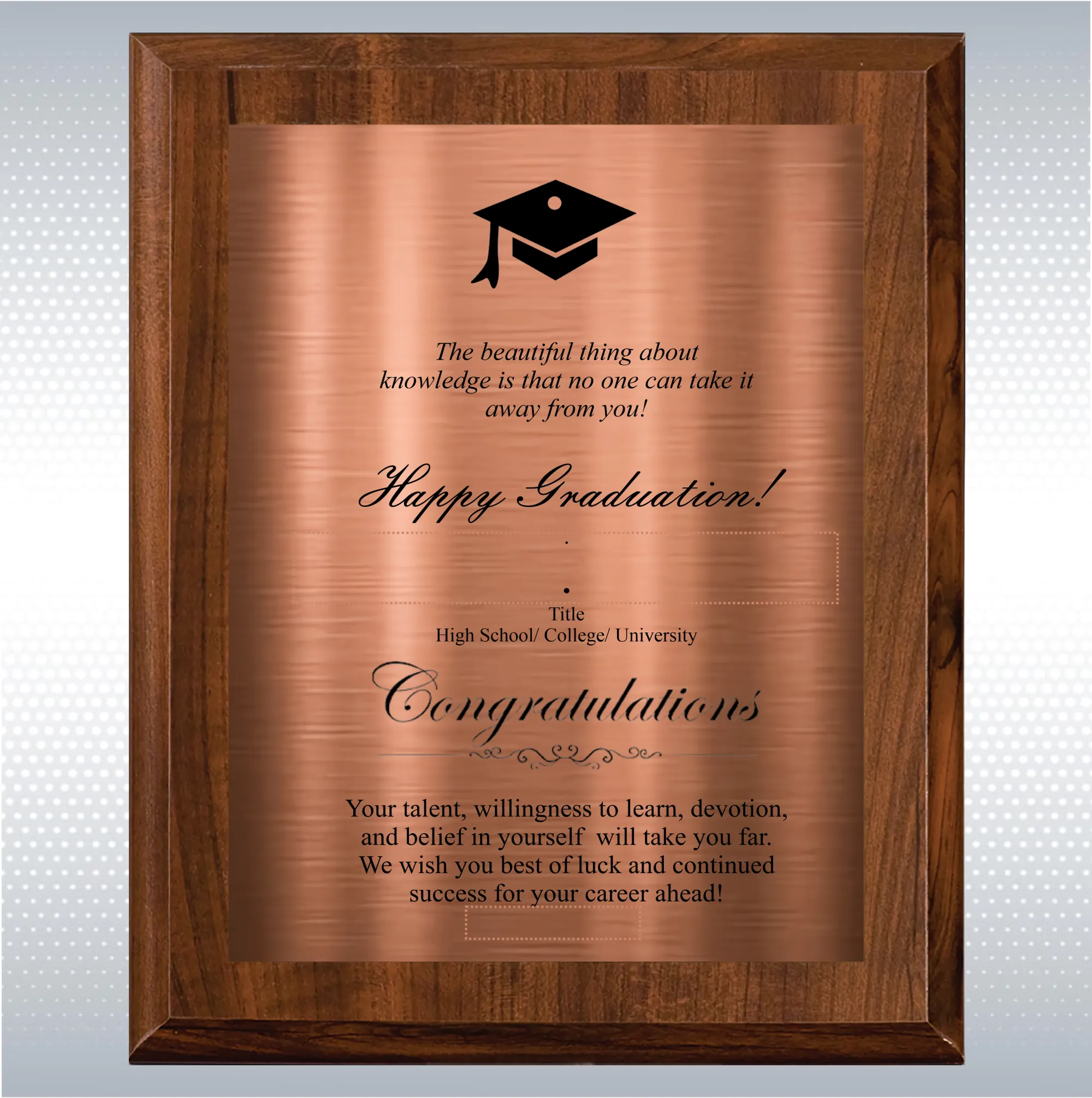 Cherry Finish Graduation Gift Plaque Award 2