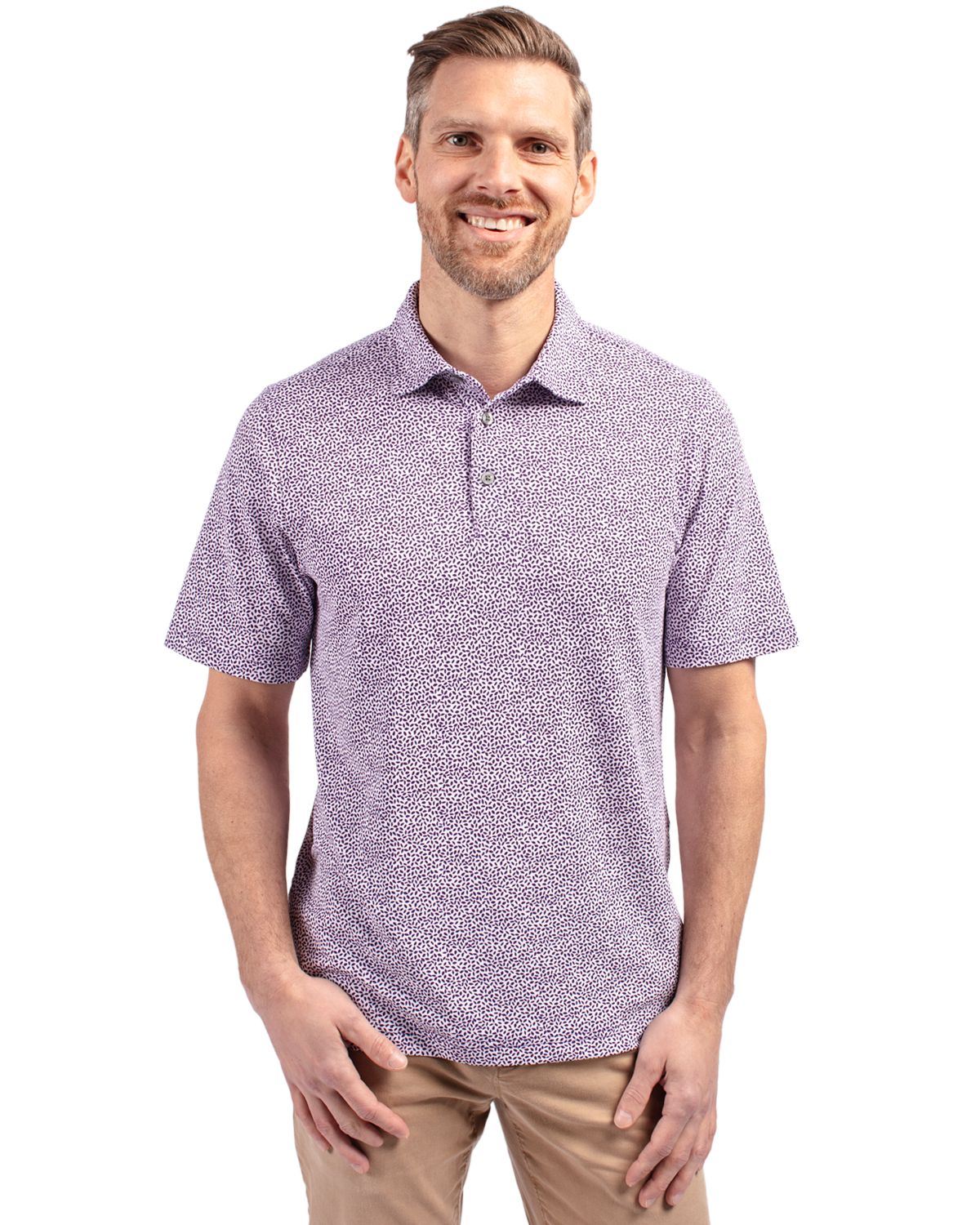 Cutter & Buck Virtue Recycled Botanical Print Featherlight Pique Mens  Polo 32
