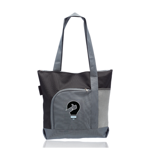 Polyester Canvas Two-Tone Tote - 16.5"W x 14.5"H x 4.5"D, custom tote bag with logo imprint 8