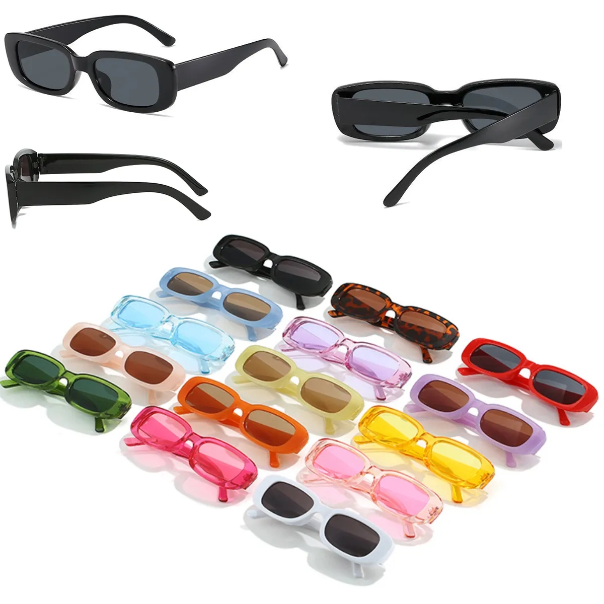 Vintage Square Eyewear Retro Trendy Wide Frame Sunglasses 3
