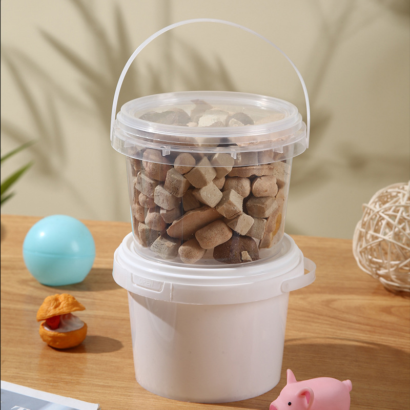Custom0.5L / 17oz Reusable Food-Grade Clear & White Plastic Containers Pail Buckets With Lids 4