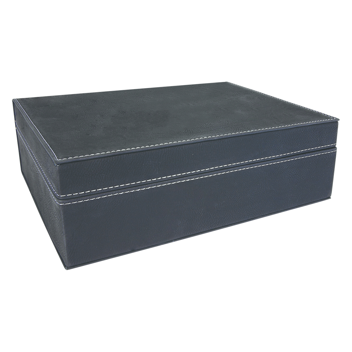 10 1/4" x 7 1/2" Black/Silver Leatherette Premium Gift Box 2