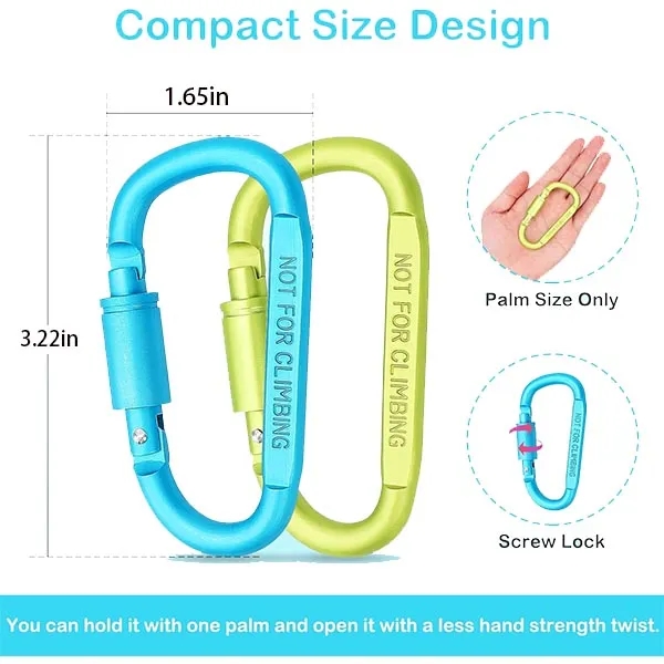 D-Shape  Carabiner Keychain With Screw Lock 2