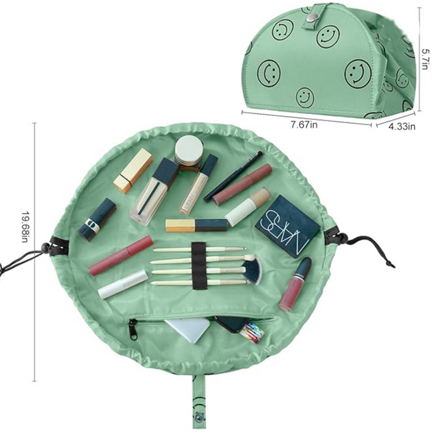 Drawstring Makeup Bag Open Lay Flat 2