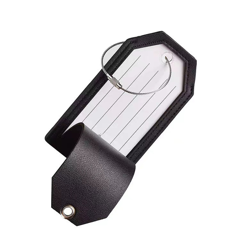 PU Leather Luggage Tags w/Full Back Privacy Cover Steel Loops 10