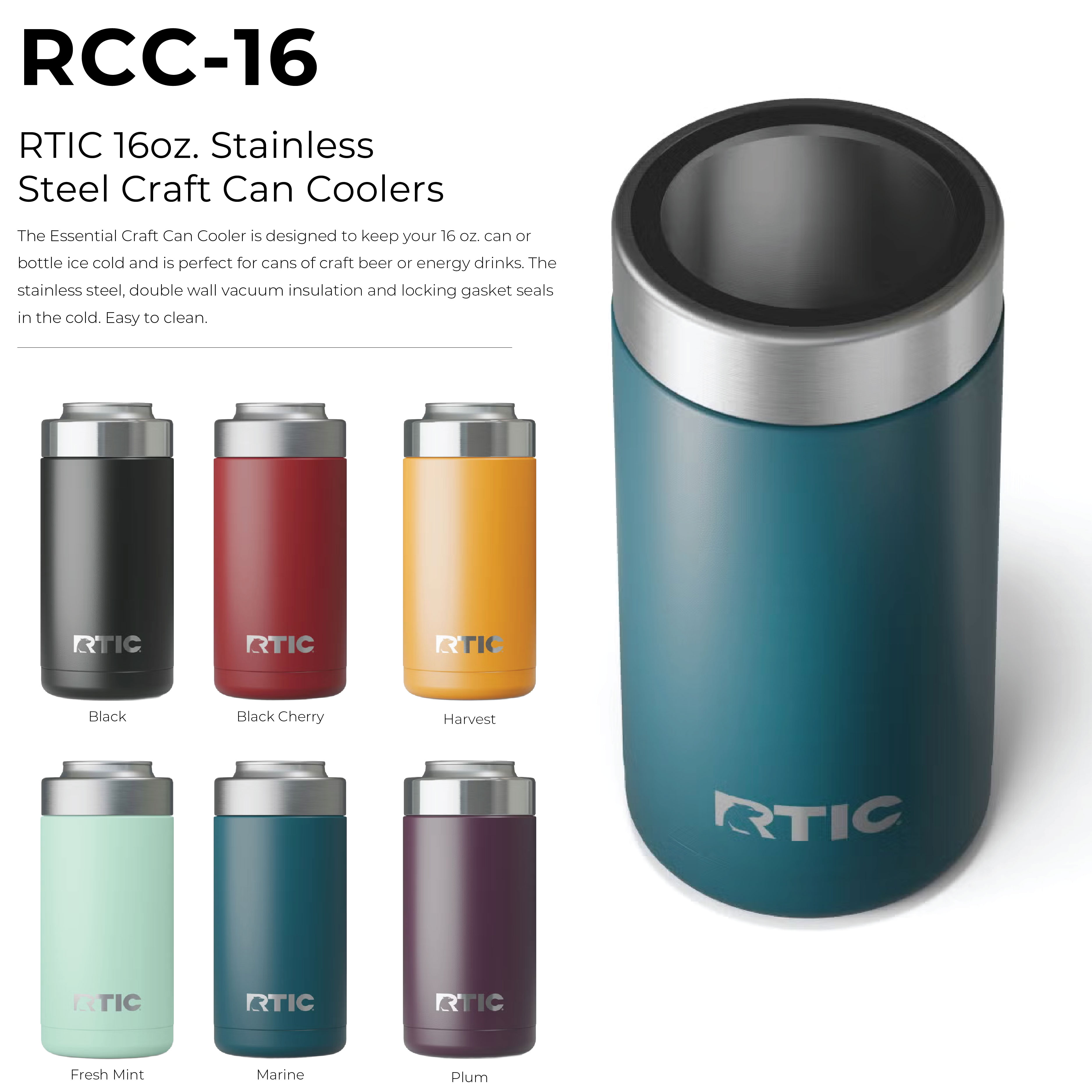 RTIC 16oz. Stainless Steel Craft Can Coolers 16