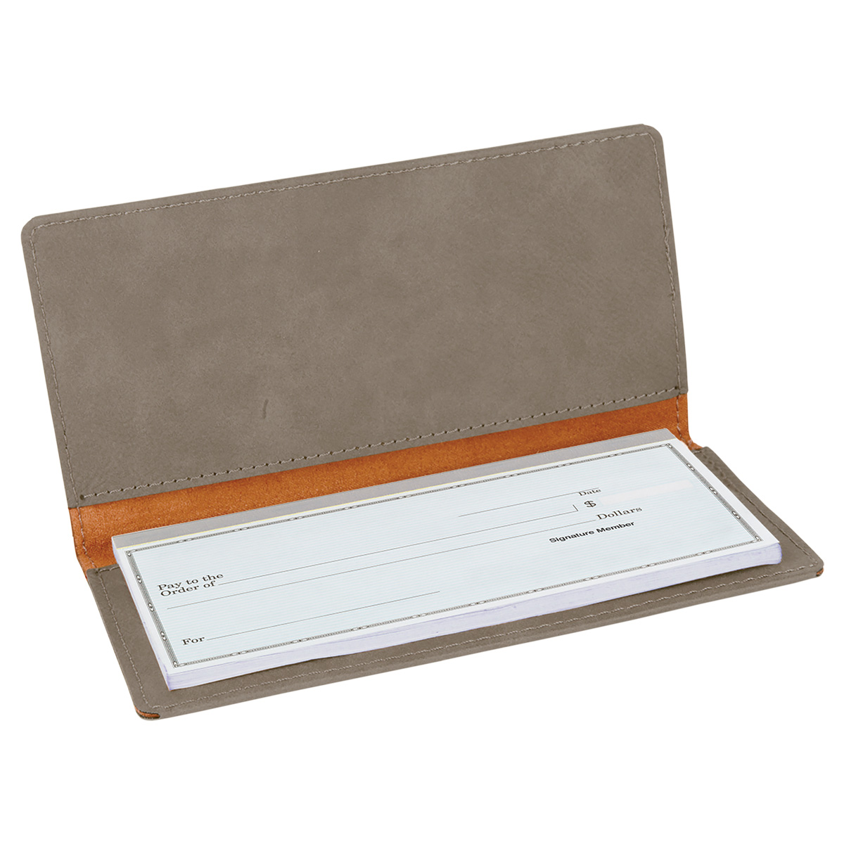 Gray Leatherette Checkbook Cover 3