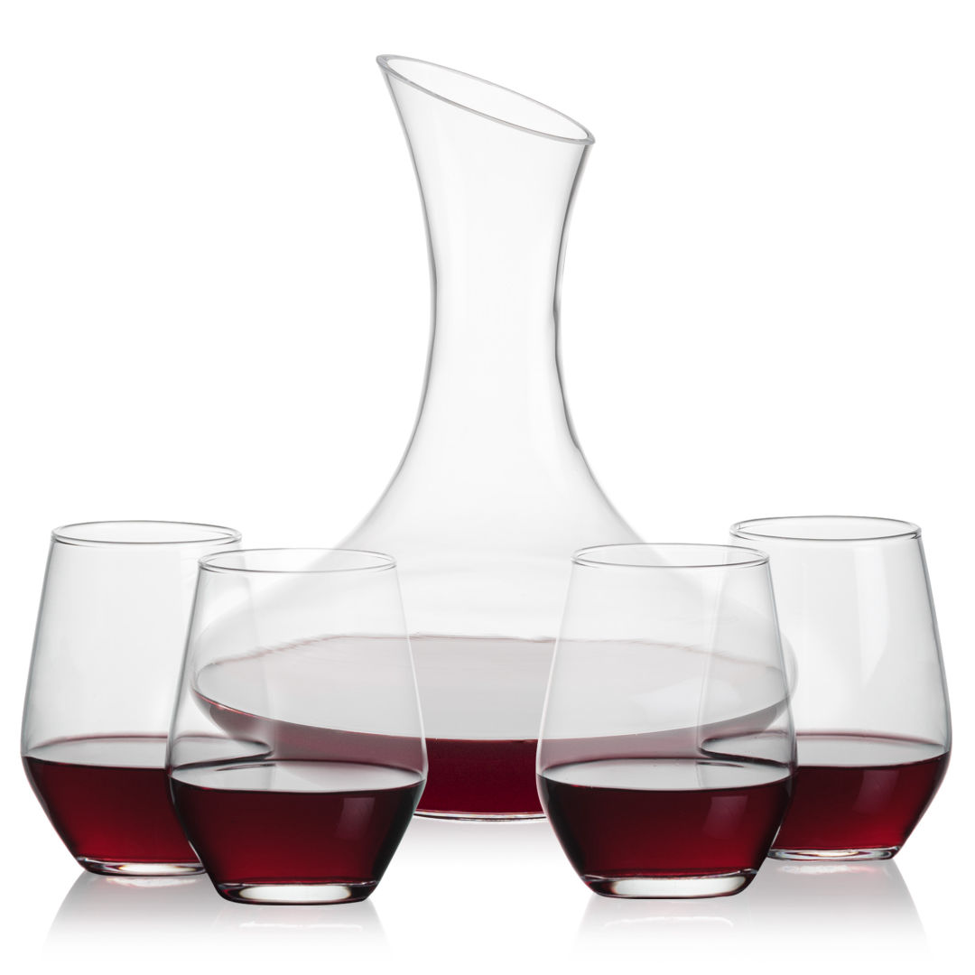 Hampton Carafe & Mandelay Stemless Wine 6