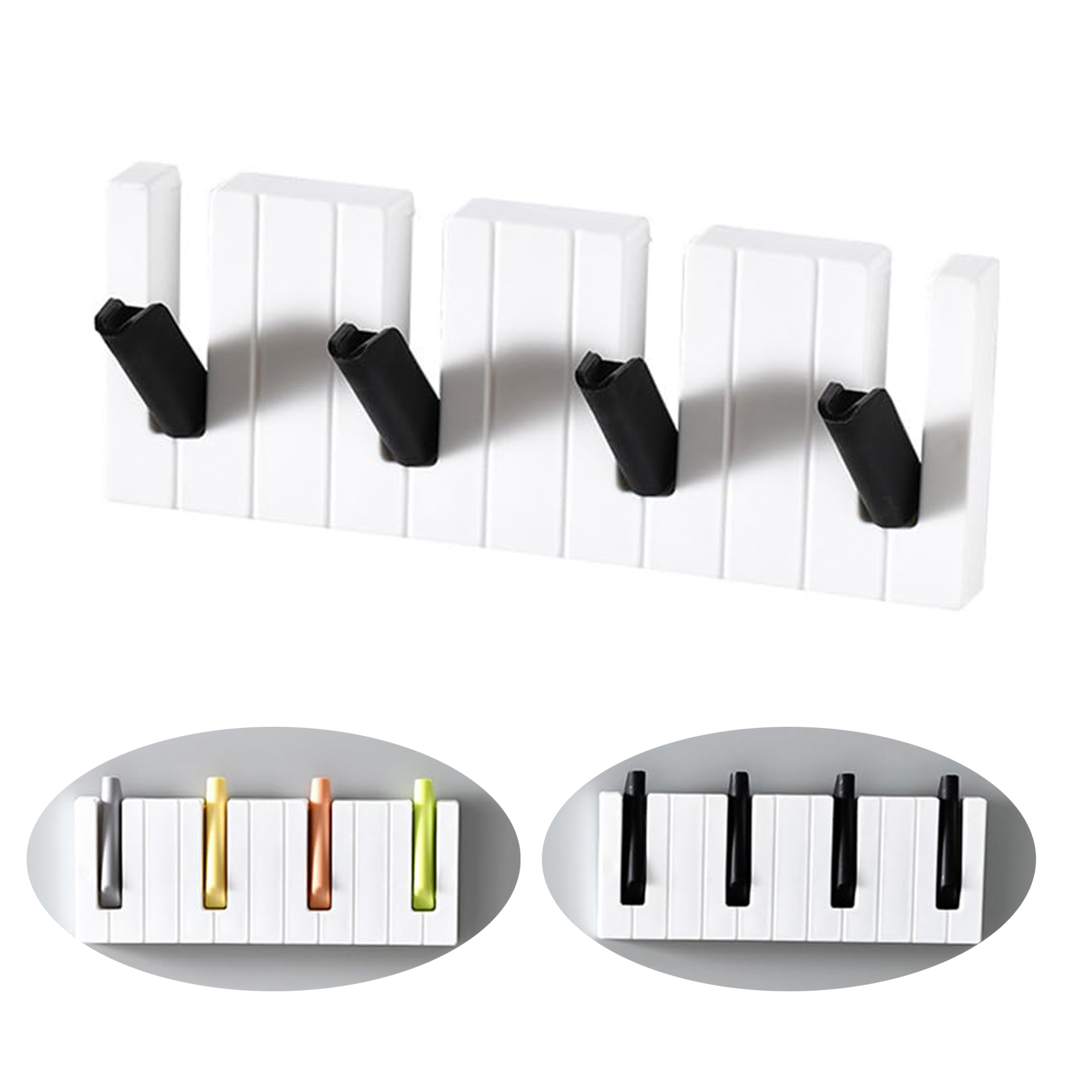 4 Hook Piano Keys Wall Mounted Coat Hook 2