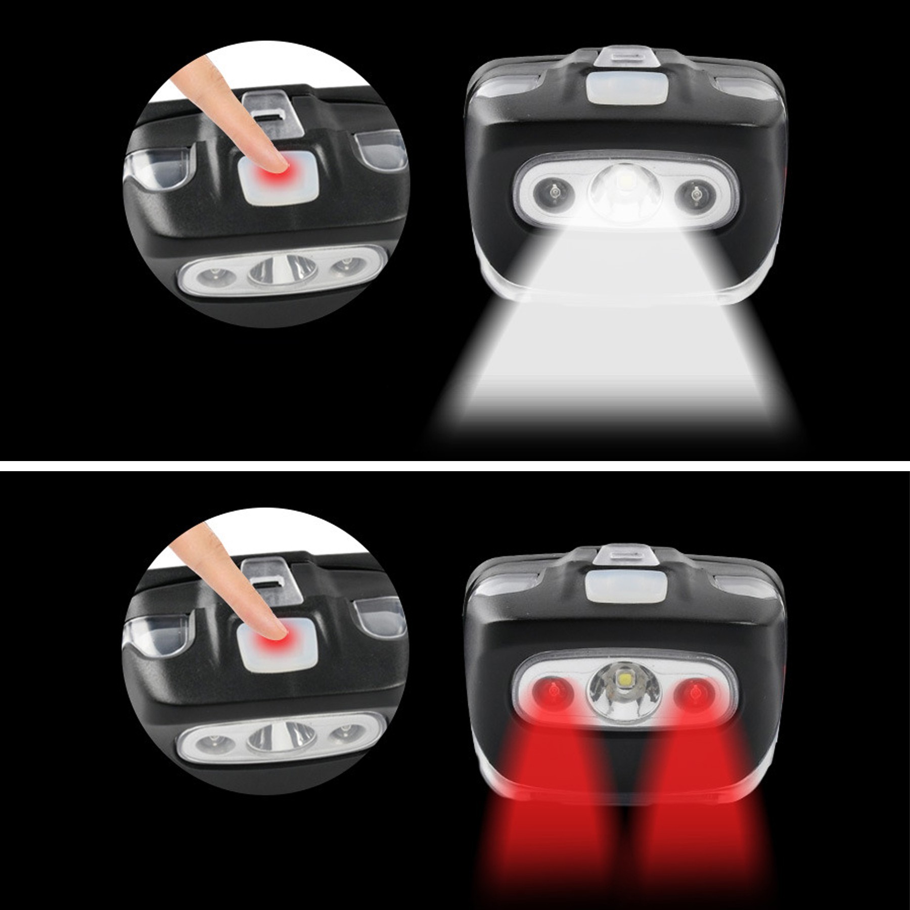 Rechargeable LED Head Flashlight Lamp With Red Lights Elastic Band 5